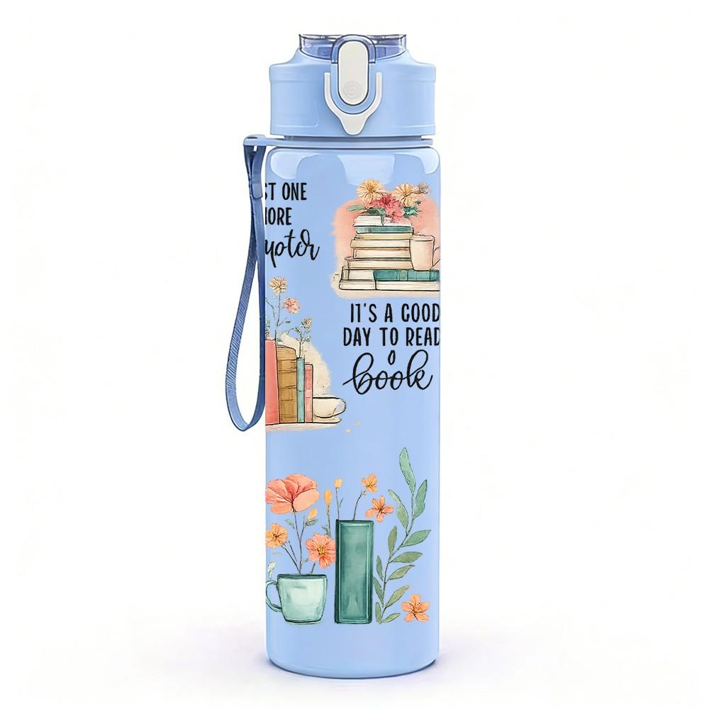 1PC Vintage Newspaper Quote Collage 750ml Color Plastic Sports Water Bottle Leakproof Flip Straw Lid Suitable for Sports Office Home Use