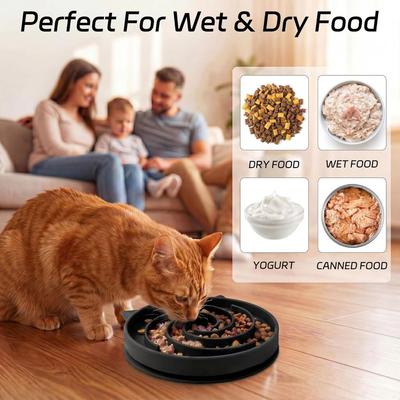 Silicone Slow Feeder Cat Bowl with Suction Base Cat Bowls Hot Pet Bowl  Fits Most Cats One Size