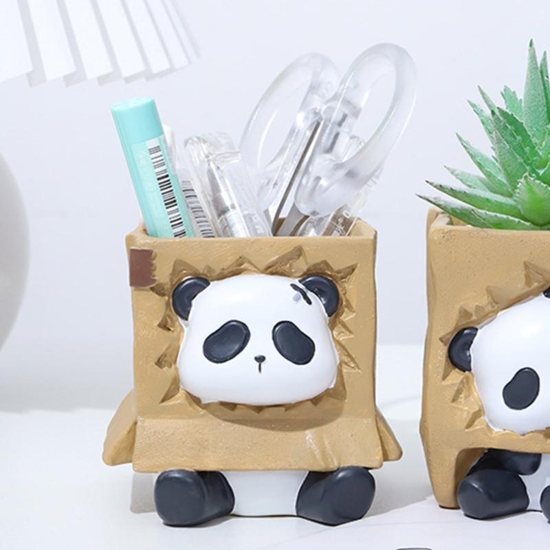Sitting Panda Shaped Planter Vase Moulds Cements Mould Silicone Material for Hand-Making Succulent Plant Flowerpot Vase