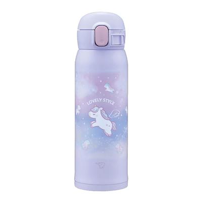 Zojirushi Water Bottle 480ml Cute Kids Mug Easy Clean Seamless Lid Only 3 Parts Wash Children Thermal Insulation Cooling One-touch Unicorn Purple