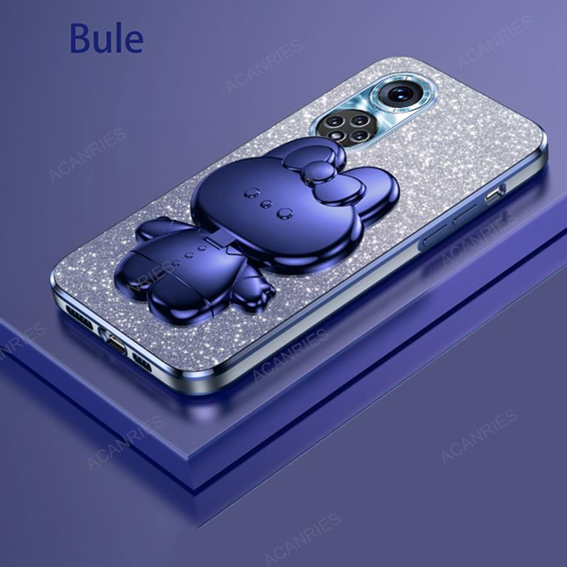 Niedliche 3D-Kaninchen-Kosmetikspiegel-Ständer-Beschichtungshülle für Huawei Honor 50 Pro 90 Lite 60 SE 20 30 Nova 9 11 5t 3 3i Schützen Sie die hintere Abdeckung