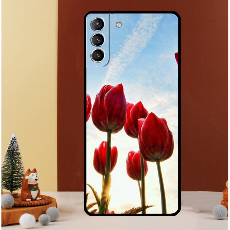 Tulips Flower Case For Samsung Galaxy S25 S26 Ultra S20 S21 S22 S23 S24 Ultra S10 Plus S25 FE Cover Funda
