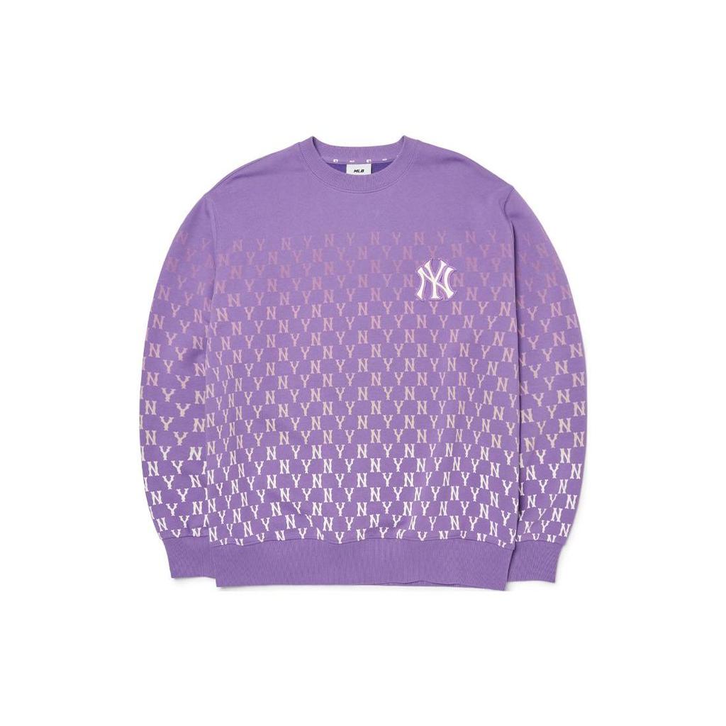 MLB Basic Logo New York Yankees Gradient Print Pullover Long Sleeve Sweatshirt Unisex sweatshirt Purple 3AMTM1024-50LDD
