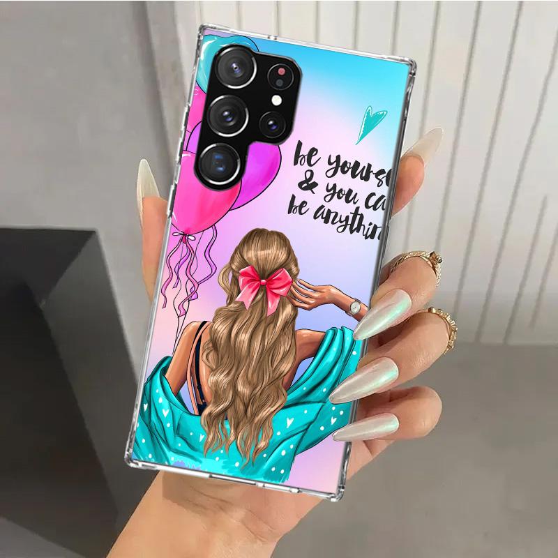 Woman Fashion Girl Super Mom Baby Phone Case for Samsung Galaxy S26 S24 S23 Ultra S25 Edge S22 S21 Plus S20 FE + Soft Print Shel