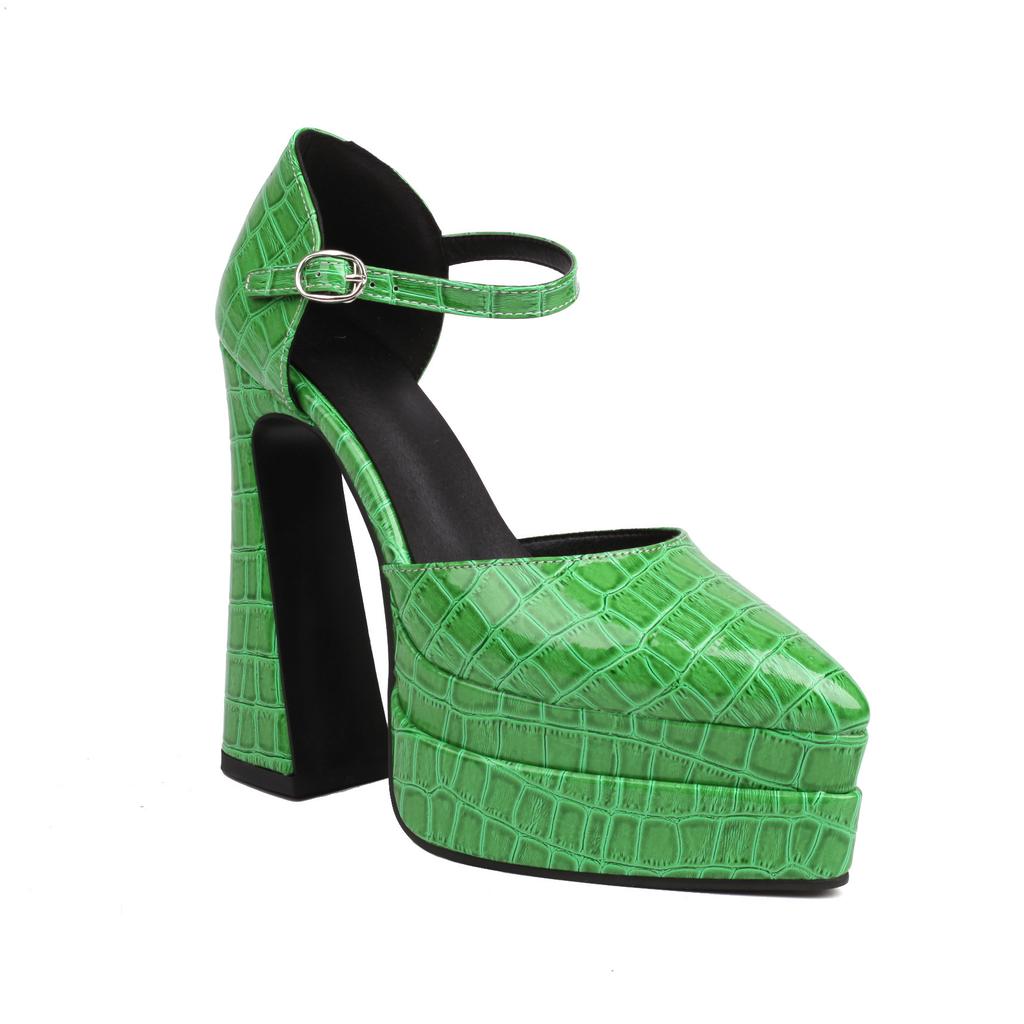 Buty Damskie na Co Dzień Super Wysoki Obcas Gruba Podeszwa Szpiczaste Grube Nowe Wodoodporny Blat Europejskie i Amerykańskie Duży Rozmiar Szpilki Modne Czarne