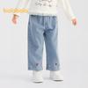 Balabala Girls' Heart Embroidered Denim Jeans