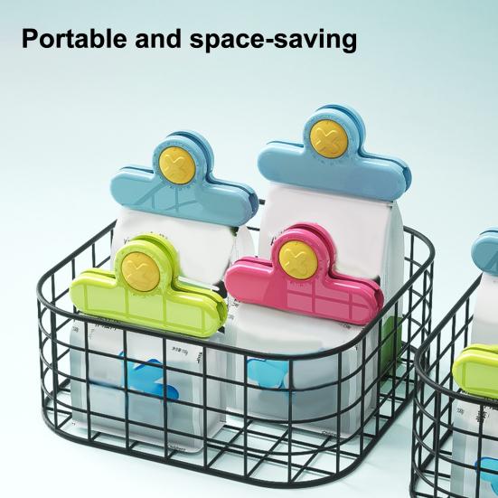 2Pcs Magnetic Bag Clips for Food Storage, Airtight Chip Clips, Sealing Clips for Snacks Coffee Powder, Fridge Magnet Organizer