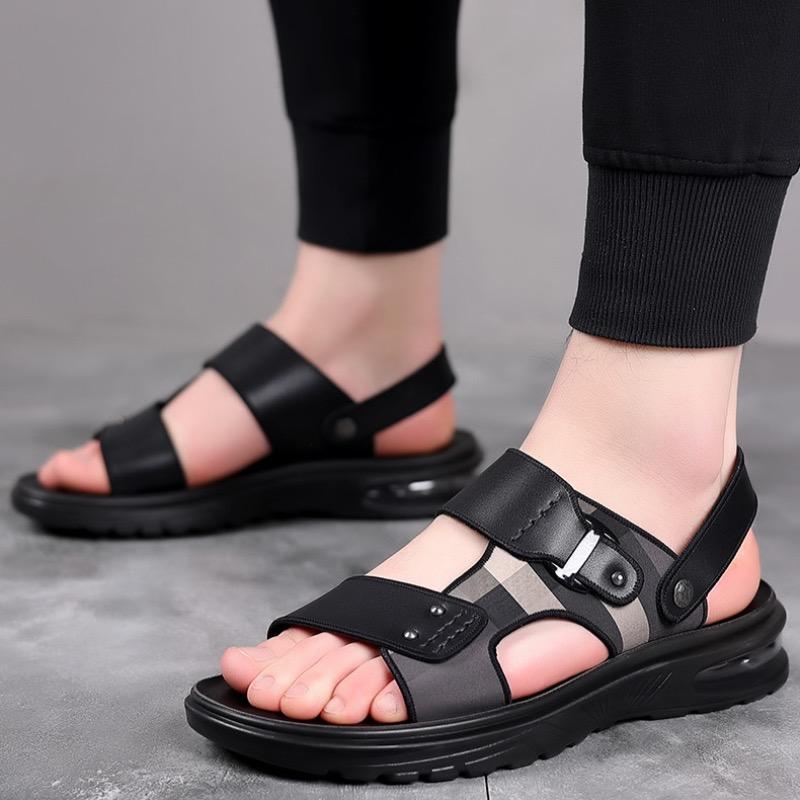Brand Men's Sandals High-quality Cowhide Leather Sandals Outdoor Casual Sport Sandals for Men Non-slip Beach Shoes 2024Sandalias