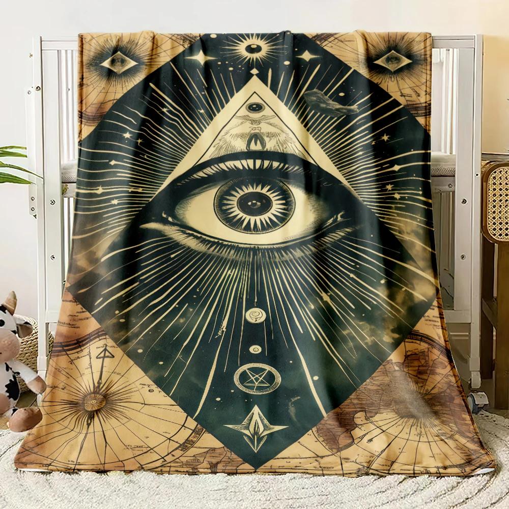 The Eye of The Demon Flannel Thin Blanket Soft Warm Blanket for Bedroom Living Room Bed Travel Camping Picnic Gift Customizable