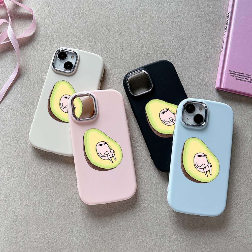 

Мягкая задняя крышка N4 с дизайном авокадо для iPhone 15 13 14 Pro Max Samsung S23 A14 Xiaomi Poco F5 Redmi 9C Huawei Honor Plating Frame Защитный чехол для камеры