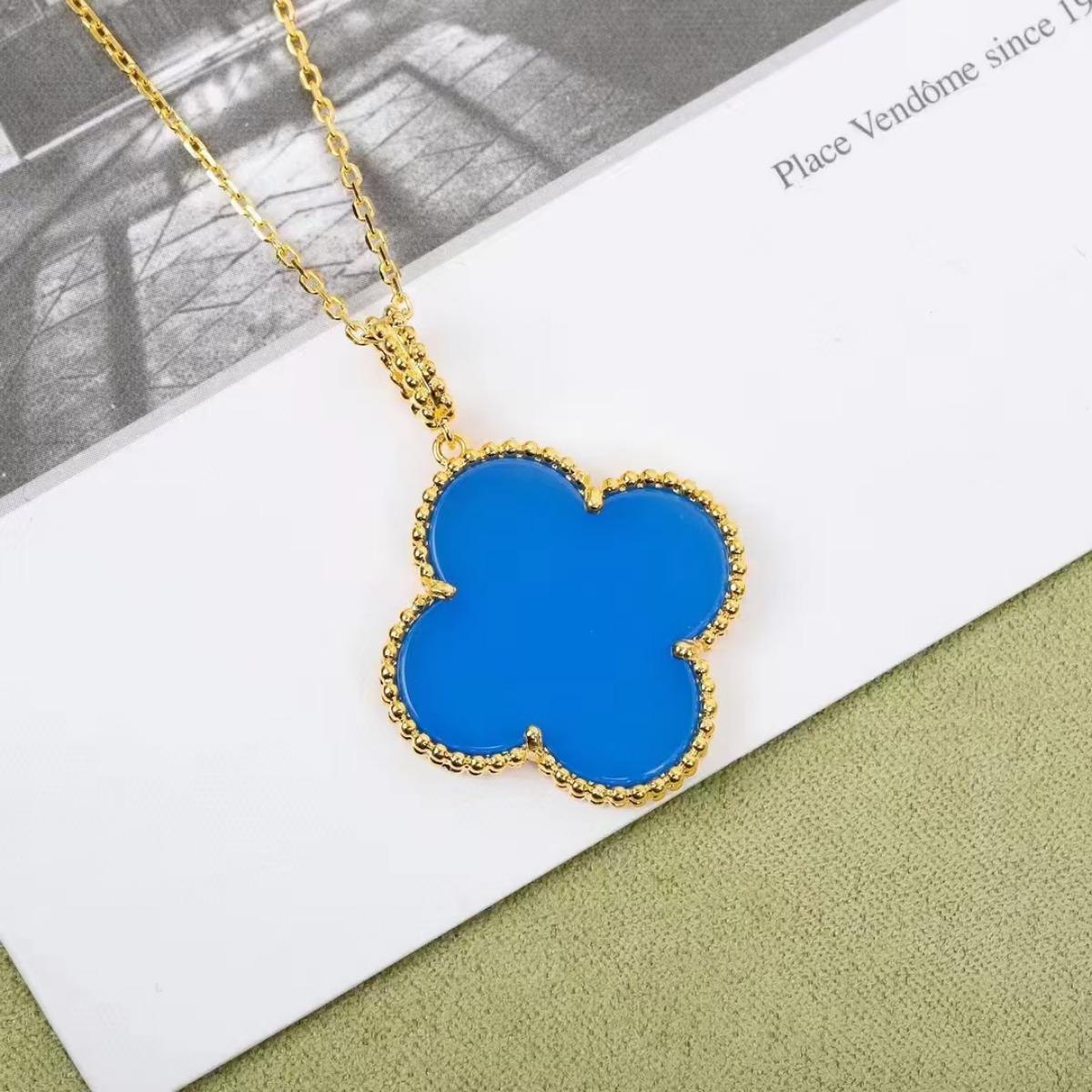 Collana Quadrifoglio di Alta Qualità Collana Fortunata di Paglia Collana Maglione Madreperla Bianca Collana da Donna 25mm