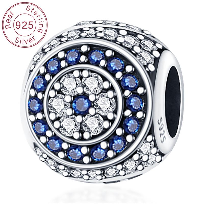 925 silver Devil's Eye series blue zircon pendant suitable for bracelet and women's jewelry
