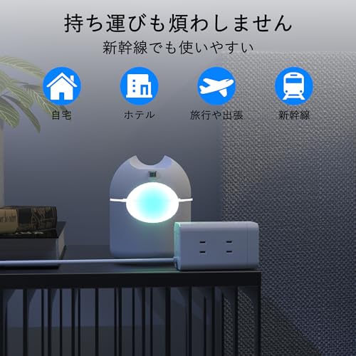 KOMIA Power Strip Tower with 6 AC Outlets, 2 USB-A Ports, and 1 USB-C Port, 1m Extension Cord for Type-C Power Strips, Multi-Tap, and Lightning Protec