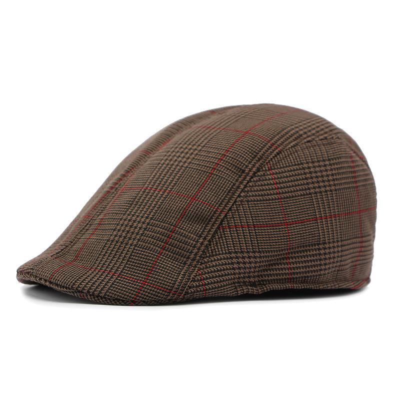 Men's British Vintage Beret Spring Summer Plaid Cap Short-Brimmed Hat Newsboy Hat Gatsby Painters Hats Flat Cap
