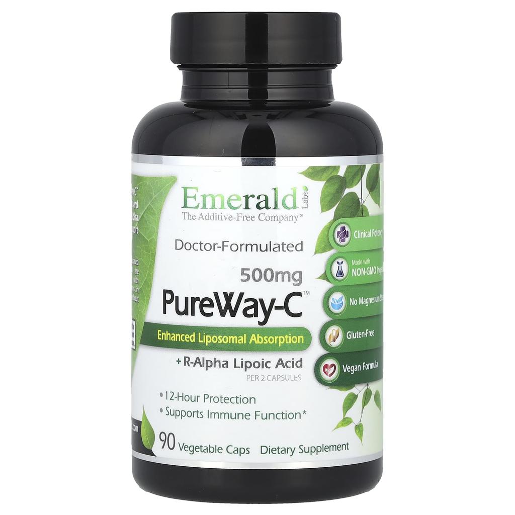 Emerald Laboratories, PureWay-C + R-Alpha Lipoic Acid, 500 mg, 90 Veggie Capsules (250 mg per capsule)