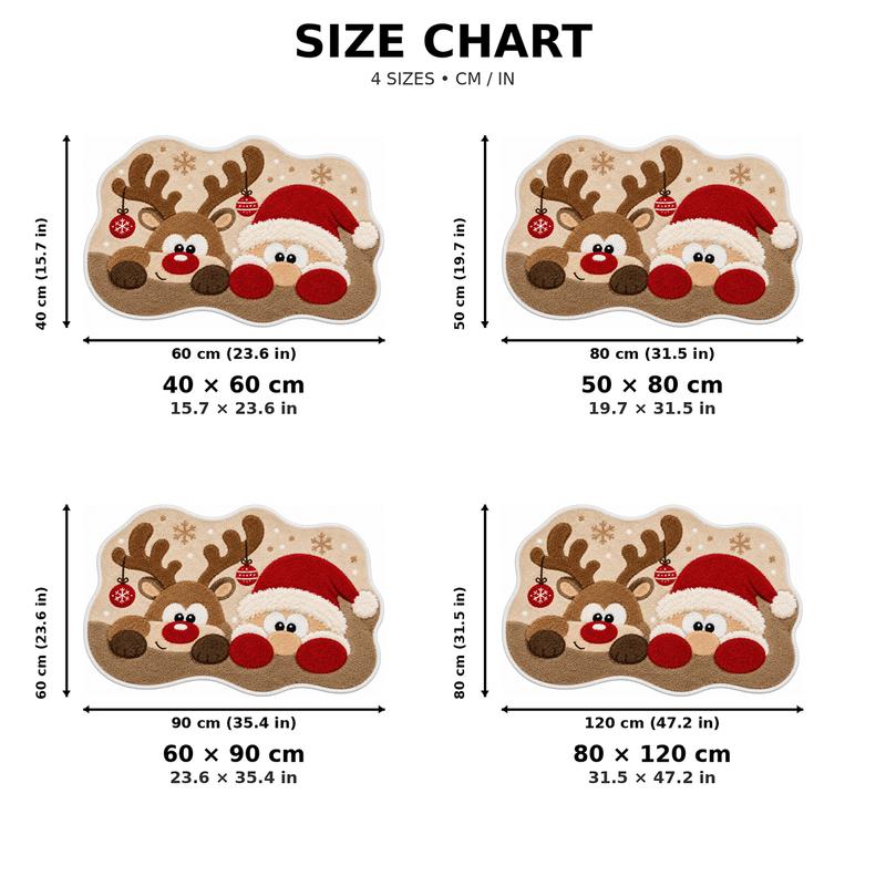 Cartoon Christmas Alien Pattern Area Rug Santa Claus Deer Entry Door Mat Soft Anti-Slip Bedroom Carpet Holiday Home Decor