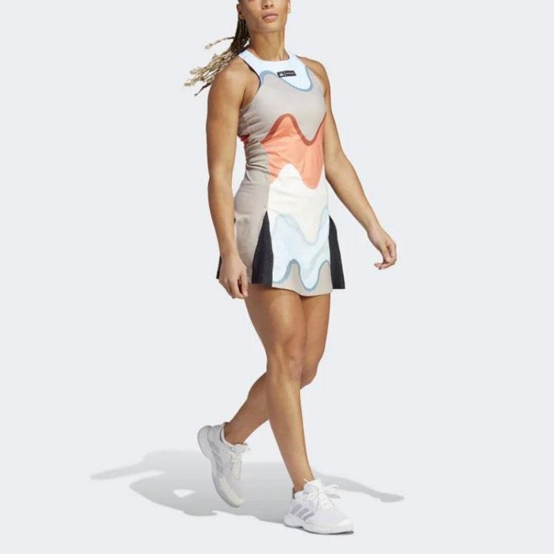 adidas Originals x Marimekko Damen Mehrfarbiges Halb-Koralle Tenniskleid HU1801