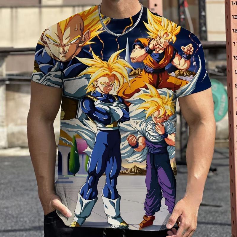 2026 Summer Dragon Ball Retro Fitness T-shirt Men's Oversized 3D Printed Short-sleeved Family Unisex Children's Sports Shirt