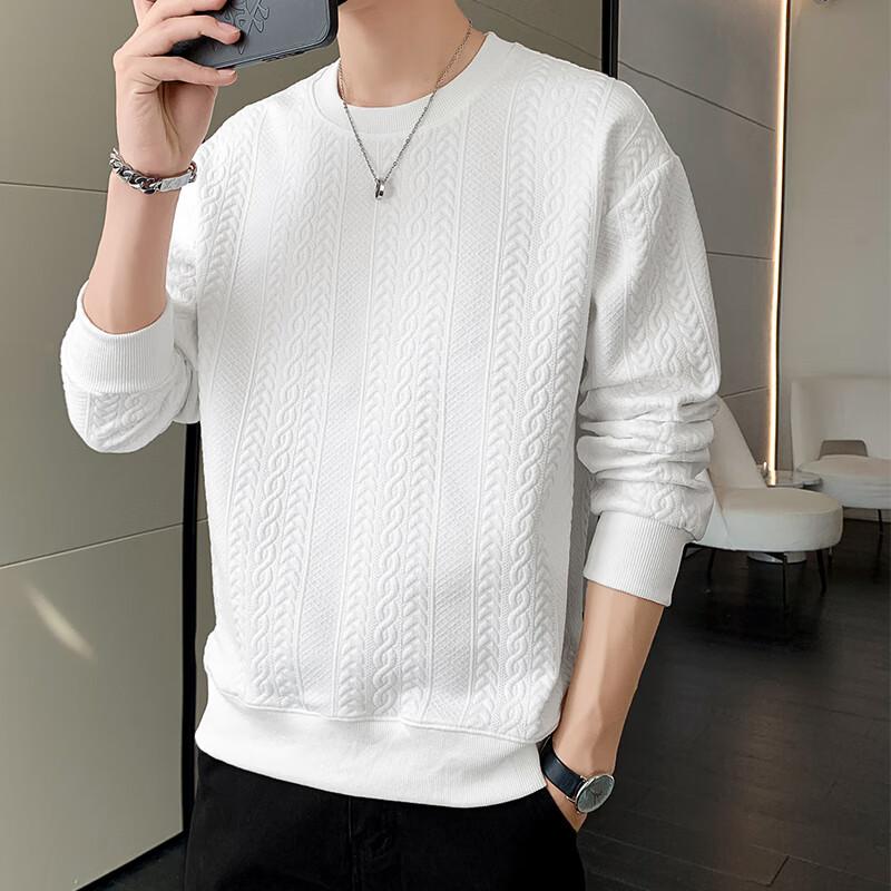 Dingfengbaoluo Men's Long-Sleeve T-Shirt, Spring Versatile Fashion Jacquard Sweatshirt
