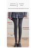 Fleece-Lined High-Waisted Grey Stirrup Footed Leggings for Women - Warm Micro-Compression Vertical Striped Tights