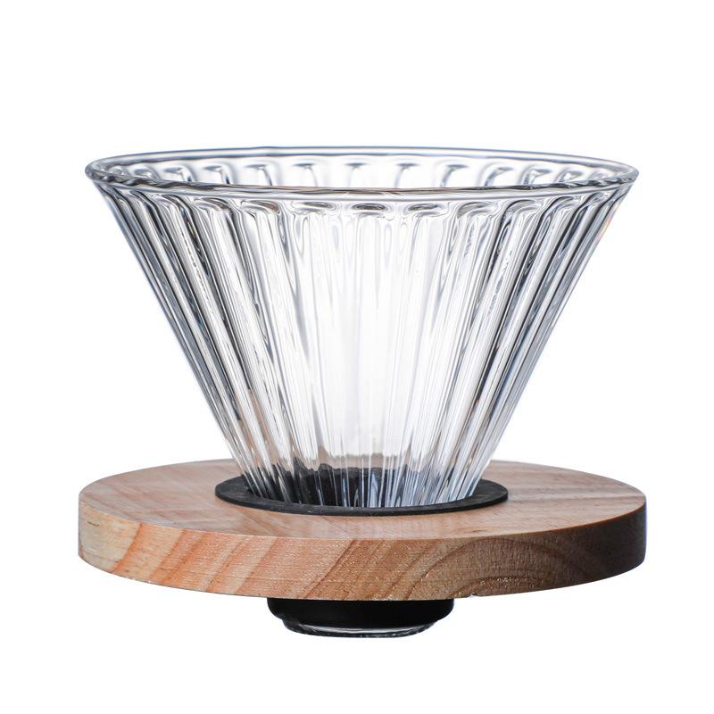 Кофейный фильтр из черного ореха, вертикальная стеклянная кофейная фильтр-чашка, воронка для кофе V60