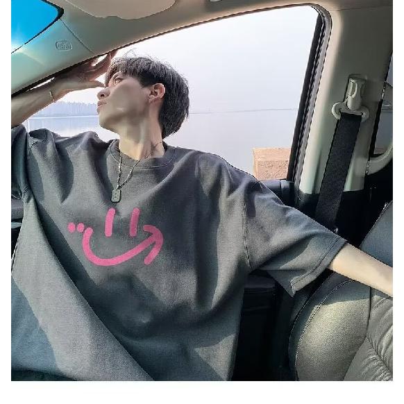 Pánské trendy tričko s krátkým rukávem s kulatým výstřihem a kulatým výstřihem na léto Volný ležérní top