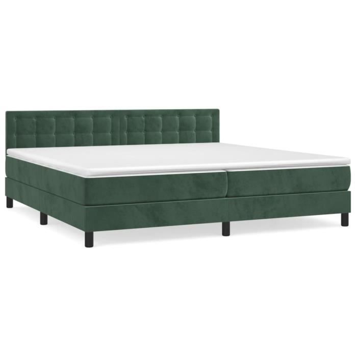 3141566 vidaXL Divan Bed and Mattress Dark Green 200x200cm Velvet