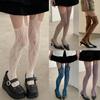 Women Sexy Sheer Fishnet Suspender Tights Garter Belt Pantyhose Hollowed Out Flower Pattern Colored Thigh High Stockings