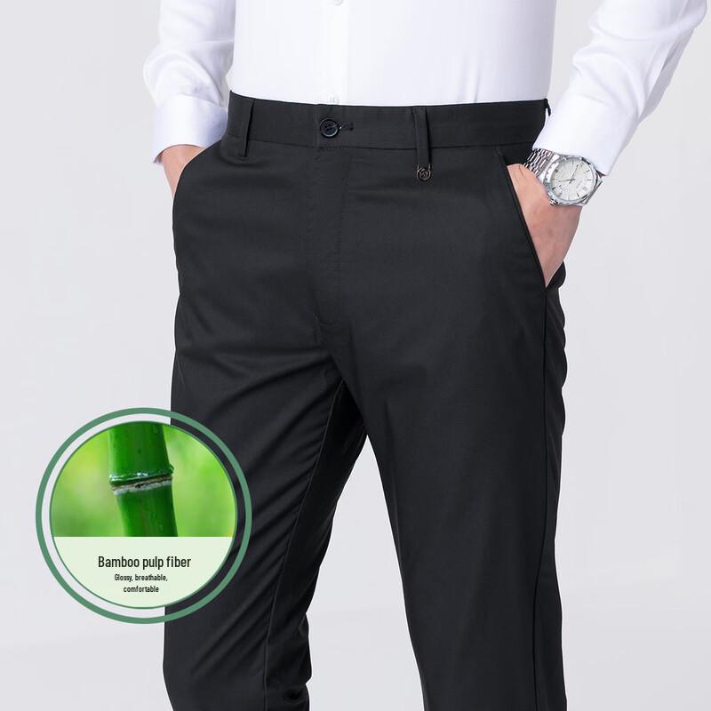 Romon Men s Stretch Easy-Care Straight-Leg Casual & Suit Pants 101Z800 32