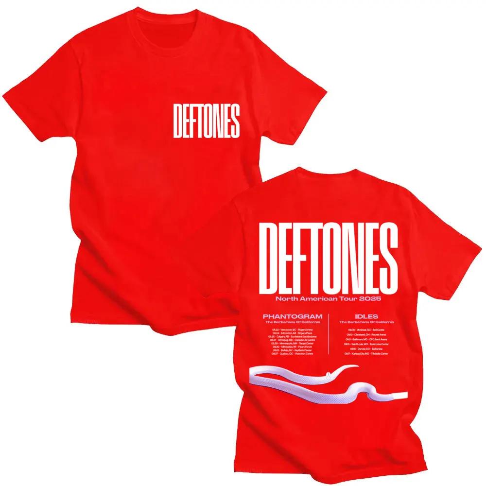 Deftones North American Tour Fashion Retro Men's and Women's T-shirts 2026 Summer Pure Cotton Printed Loose T-shirts