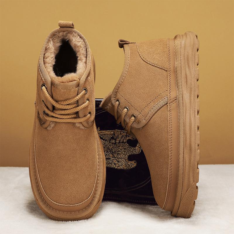 New Men's Shoes Size Winter Warm Shoes Snow Boots for Men Velvet and Thickening Outdoor Non-slip Anti-wear Mens Short Boots