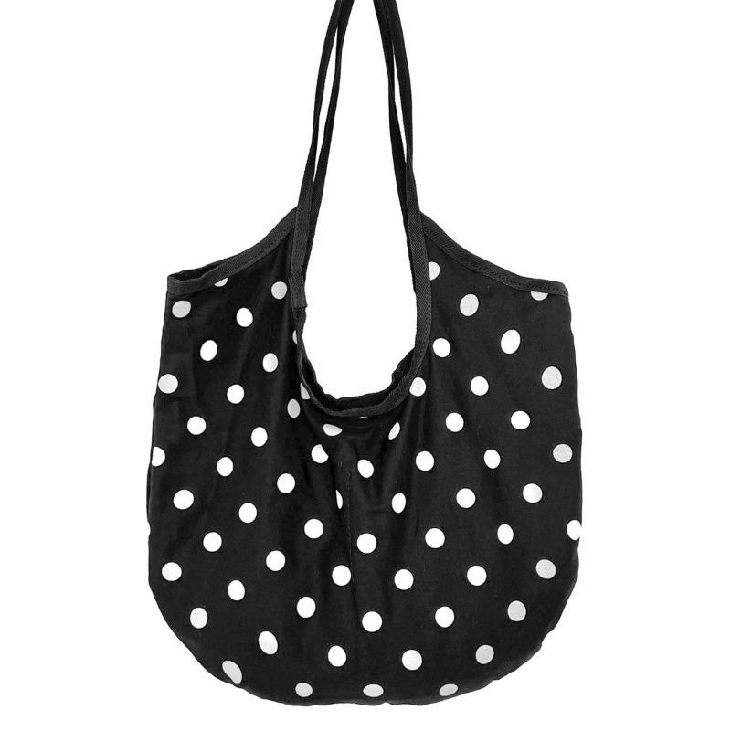 Street cute polka dot bag versatile large capacity commuter tote bag casual cotton commuter shoulder bag