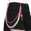 Candy Color Double Layer Resin Belt Chain With Heart Lollipop Decor For Unisex Adults