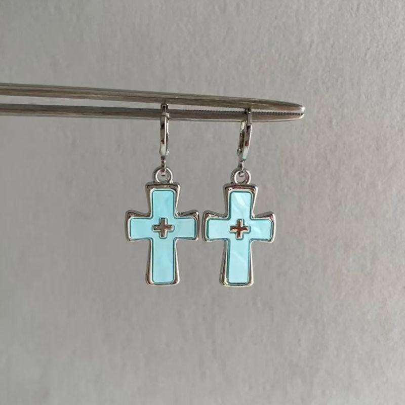 2025 Retro Spicy Blue Cross Stud Earrings: Trendy, High-Value, Versatile Design for Women