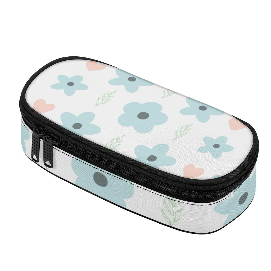 Pencil Pouch Organized Storage Zipper Closure 300D Polyester with Main Compartment Mesh Pocket and Pen Slots for Students