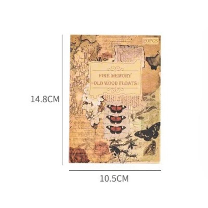 20 Pieces of PET Material Retro Scrapbook Stickers Book Creative DIY Collage Materials Journal Essential Supplies