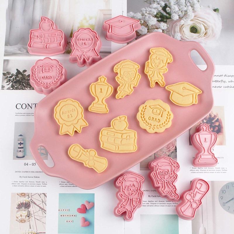 Cookie Cutters Graduation Series Biscuit Mold Baking Tool Kitchenware Plastic Material DIY Gadget Gift for Baking Lovers