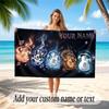 Music Guitar Theme Beach Towel Personalized Custom Name & Text Soft Quick Dry Beach Towel for Swimming Travel