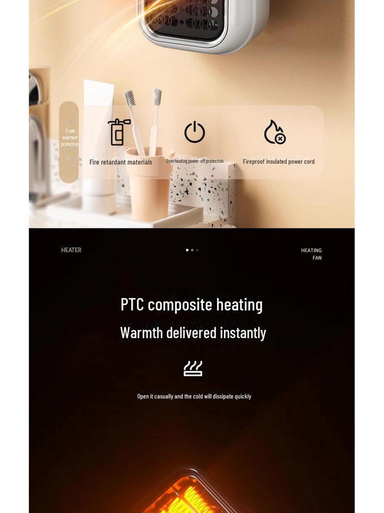 Mini solární elektrický ohřívač: Černý technický ventilátor pro vytápění domácností