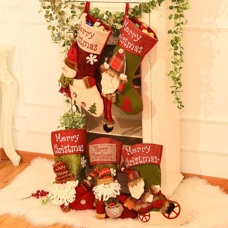 Large Christmas Sock Gift Bag Small Candy Bag Cartoon Gift Bag Christmas Decoration