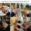7Pcs Stainless Steel Two Tone Ring Set For Women Hollow Love Heart Shape Liquid Metal Texture Chunky Finger Rings Party Jewelry