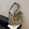 Autumn and Winter New Plush Leopard Print Tote Bag Furry Large-capacity Shoulder Bag for Women Cute Lazy Style Crossbody Bag