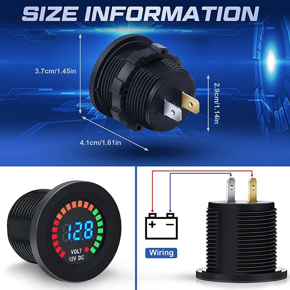 Waterproof 12V LED Car Van Boat Marine Voltmeter Voltage Meter Battery Gauge