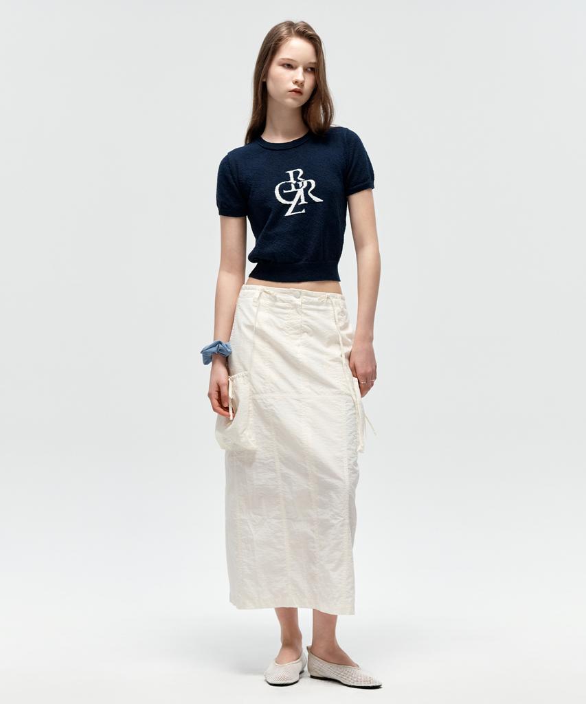 City Breeze Out-Pocket Nylon Long Skirt_White