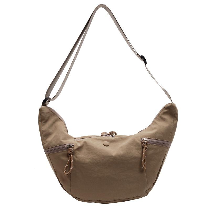 Casual solid color dumpling bag women's new versatile croissant simple texture nylon shoulder messenger bag