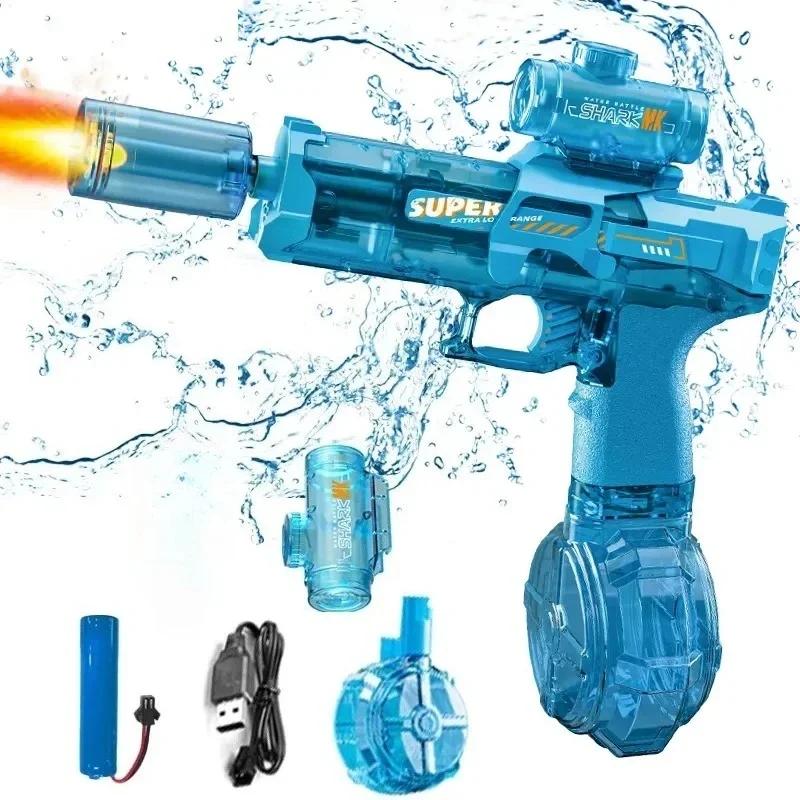 Artificial Firing And Recoil Electric Water Gun Toys Kids Automatic Sensor Lights Water Pistol Summer Outdoor Beach Kids Plaything