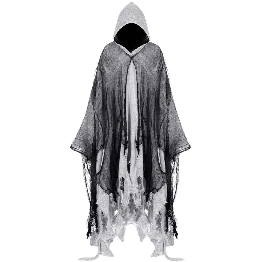 Ghost Dementors Cosplay Costume Unisex Gothic Horror Zombie Vampires Hooded Capes Day Of The Dead Party Props Cloaks