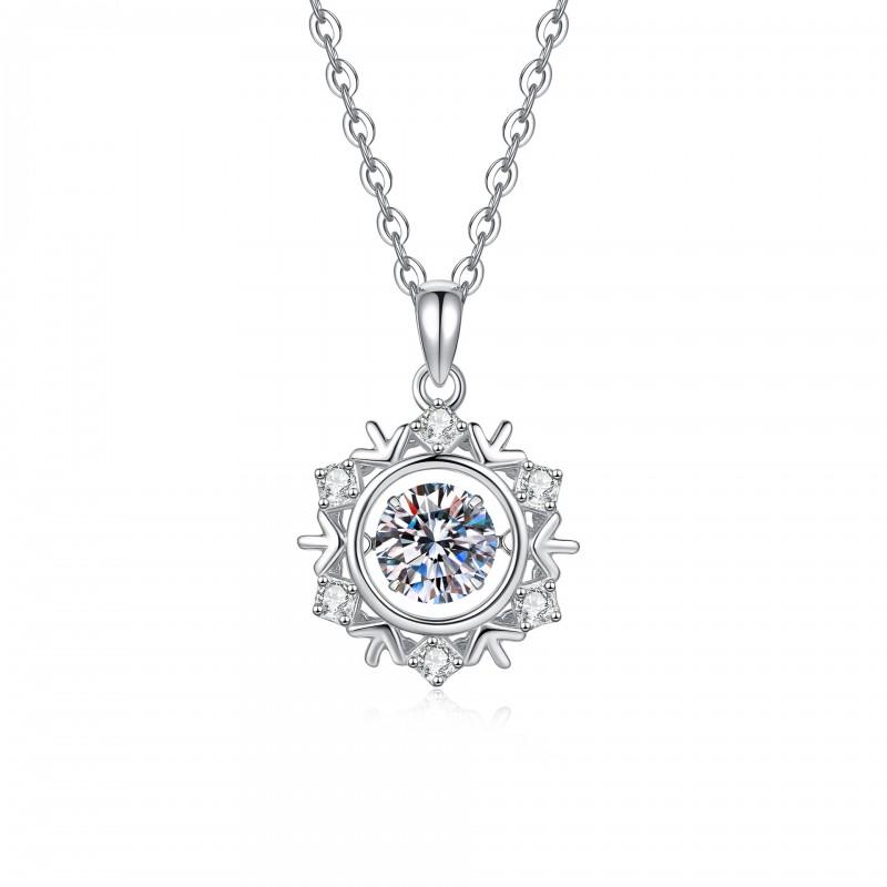 Moissanite Snowflake Pendant Necklace Chain Gift Christmas Valentine