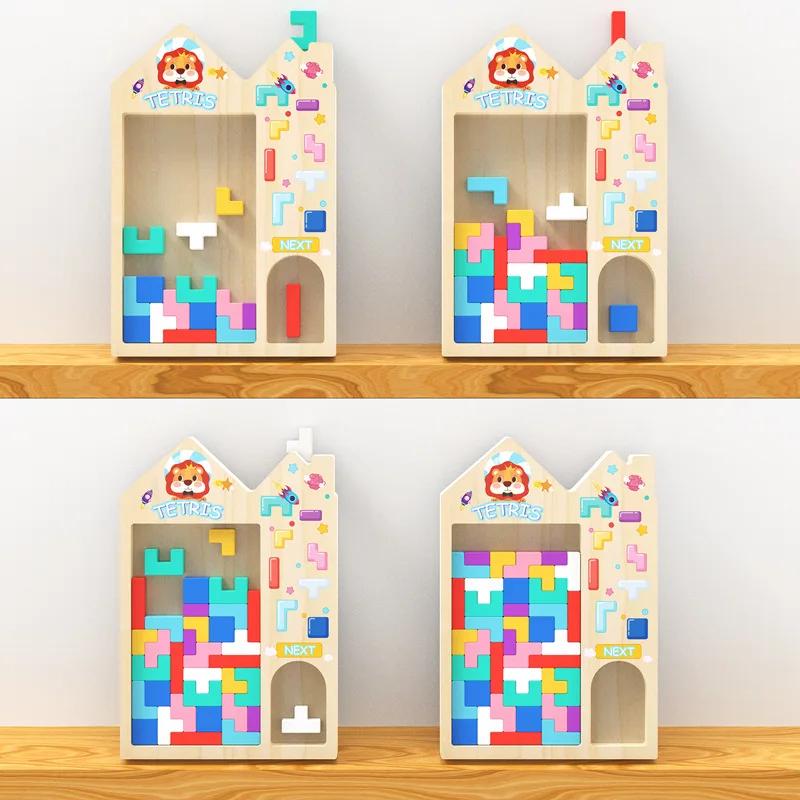 Early Childhood Puzzle 3D Three-Dimensional Wooden Block Construction Bricks Infant Logic Training Puzzle Playthings Parent-Child