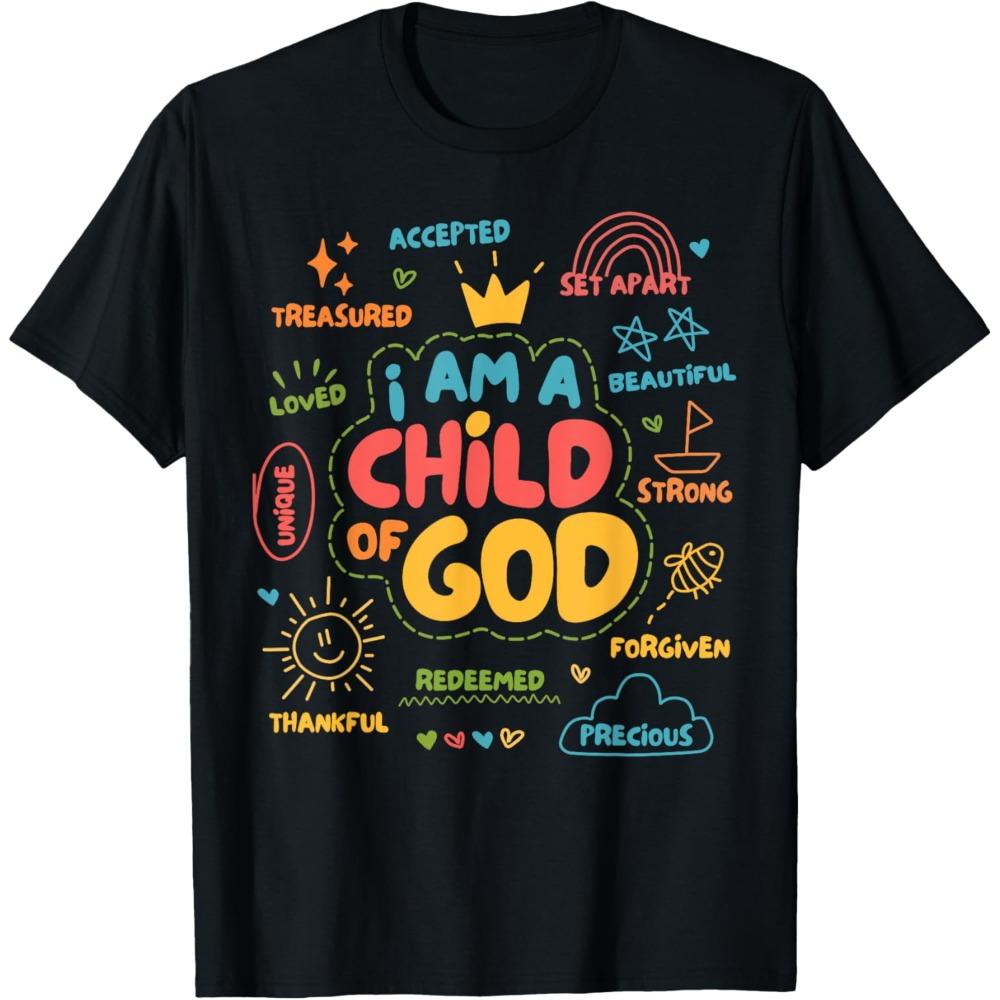 

I Am A Child of God Christian Retro TShirt Faith Jesus Gifts Tee Tops Christianity Women Summer Crewneck Short Slevee - Men s... 5XL різнокольоровий
